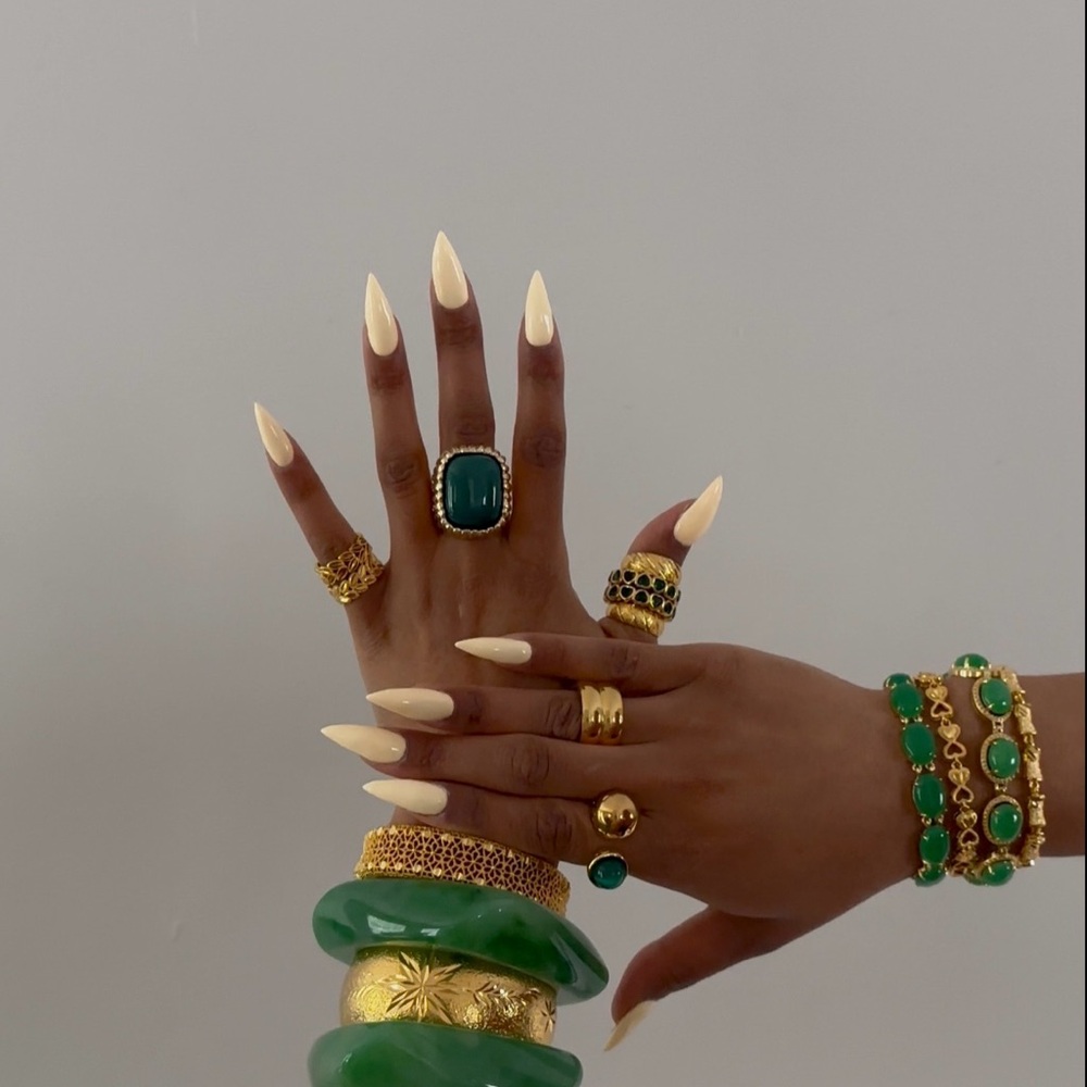 Green and Gold Statement Ring with Emerald Stone